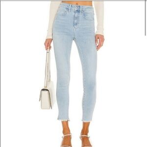 Free People We The Free High Rise Skinny Light Wash Jeans Raw Hem Size 30